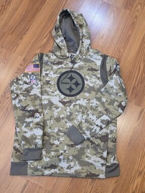 2021 Nike NFL Salute to Service NKQ6-10P5 Pittsburgh Steelers Camo Hoodie Men XL